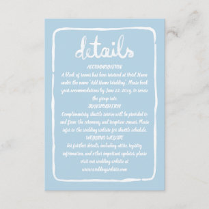 Carte D'accompagnement Main Whimsical tiré Simple Bleu Bleu Blanc Cadre
