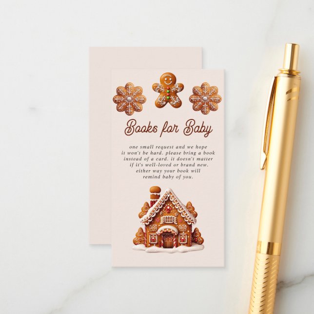 Carte D'accompagnement Maison en pain d'épice Livres en biscuits de Noël  (Devant/Arrière en situation)