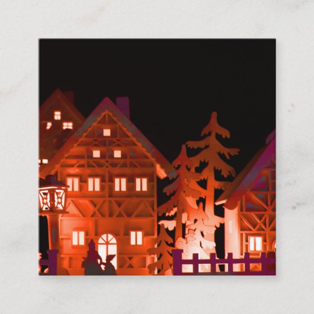 Carte D'accompagnement Maisons de Noël illuminées (Devant)
