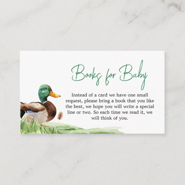 Carte D'accompagnement Mallard Duck Baby shower Livres pour bébé (Devant)
