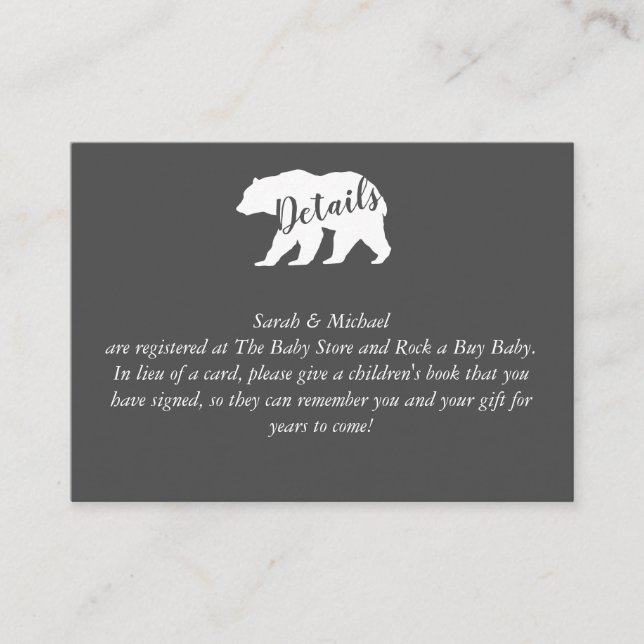 Carte D'accompagnement Mama Bear Baby shower Woodland Lodge (Devant)