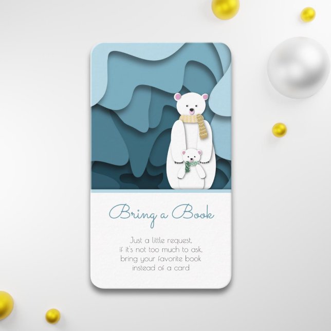 Carte D'accompagnement Mama verticale et bébé Polar Bleu Porter un livre (Créateur téléchargé)