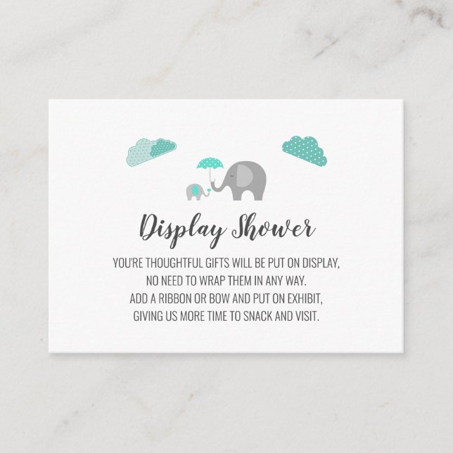 Carte D'accompagnement Mammy Baby Elephant avec nuages Afficher douche (Devant)