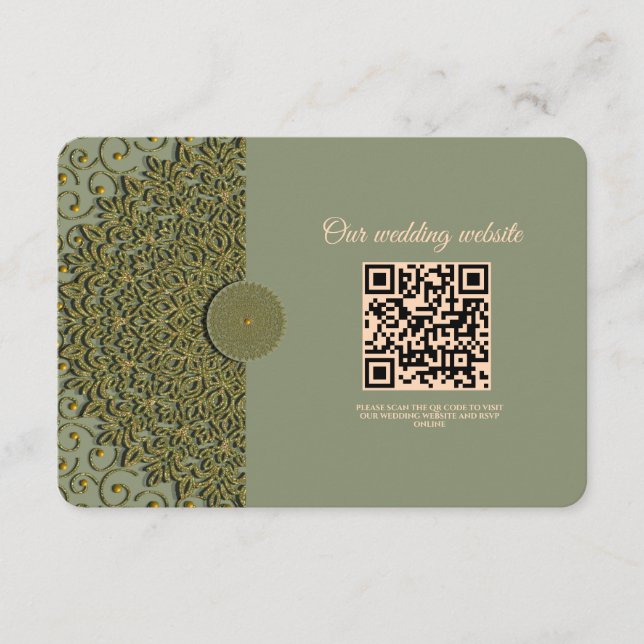 Carte D'accompagnement Mandala classique vert sauge et or élégant moderne (Devant)