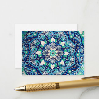 Carte D'accompagnement Mandala d'art des points bleus