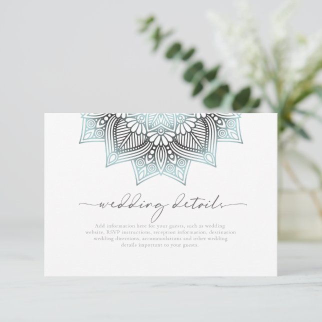 Carte D'accompagnement Mandala Lace Rev Détails du Mariage Lt. Blue ID968 (Debout devant)