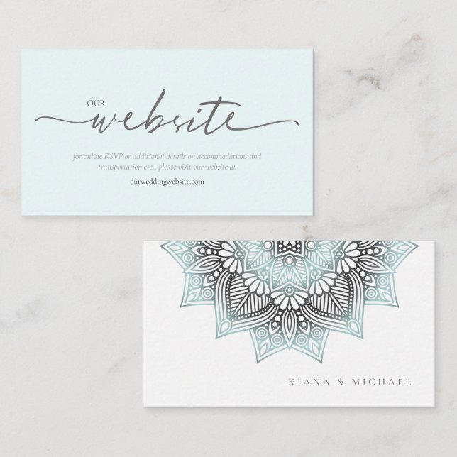 Carte D'accompagnement Mandala Lace Site Mariage Lt. Blue ID968 (Devant / Derrière)