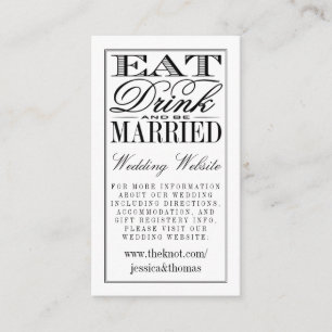 Carte D'accompagnement Mangez, buvez et soyez mariés Mariage noir/blanc m