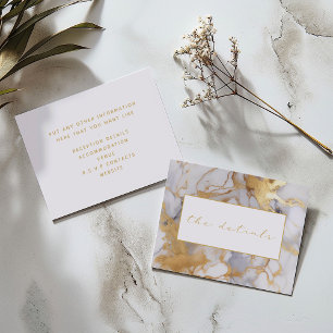 Carte D'accompagnement Marbre blanc et or mariage les détails