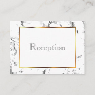 Carte D'accompagnement Marbre d'argent, or et blanc -