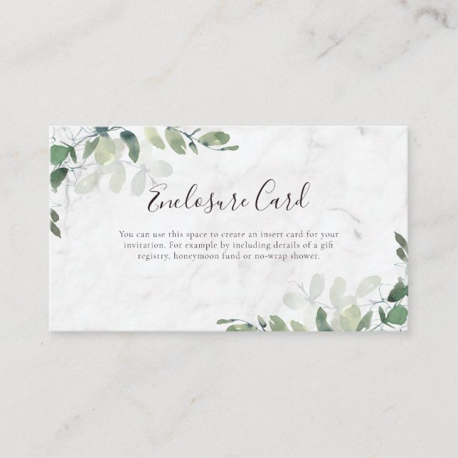 Carte D'accompagnement Marbre de verdure d'eucalyptus (Devant)
