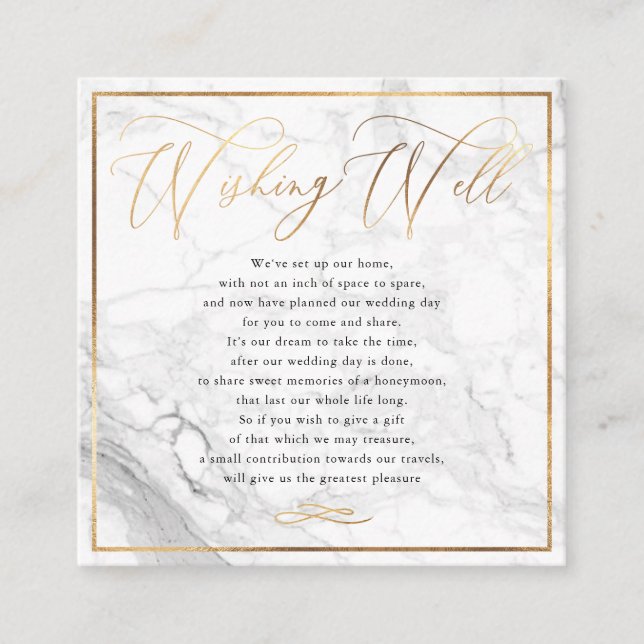 Carte D'accompagnement Marbre Wishing Well, Calligraphie Faux Gold (Devant)