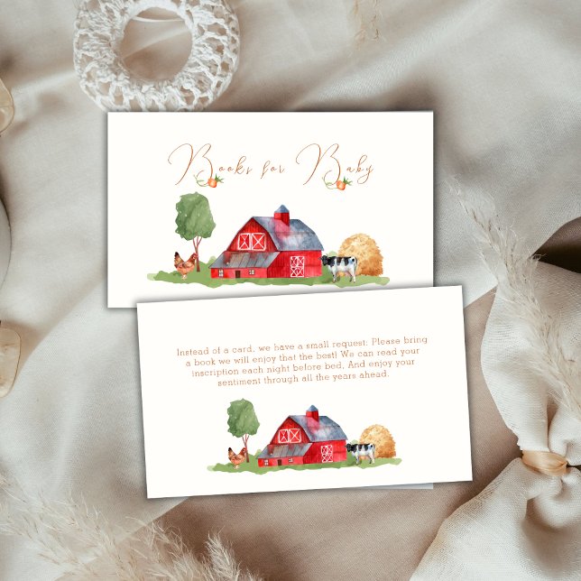 Carte D'accompagnement Marché fermier mignon Barnyard Livres pour Baby Sh (Cute Farmers Market Barnyard Books For Baby Shower Enclosure Card)