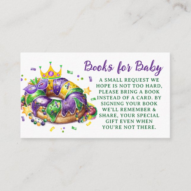 Carte D'accompagnement Mardi Gras Books for Baby Request (Devant)