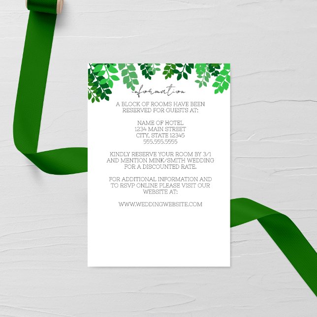 Carte D'accompagnement Mariage à feuilles vertes (Créateur téléchargé)