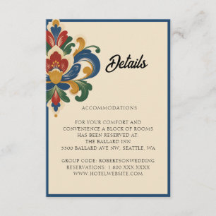 Carte D'accompagnement Mariage à la Rosemaling norvégienne   Détail de l'