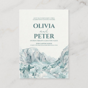 Carte D'accompagnement Mariage à l'aquarelle sur la montagne du parc nati
