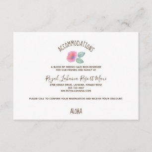 Carte D'accompagnement Mariage à Maui à l'aquarelle Hibiscus