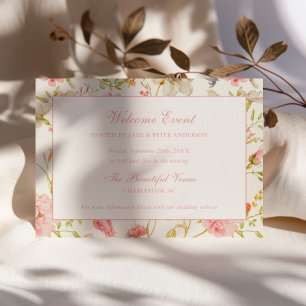 Carte D'accompagnement Mariage à motif floral vintage