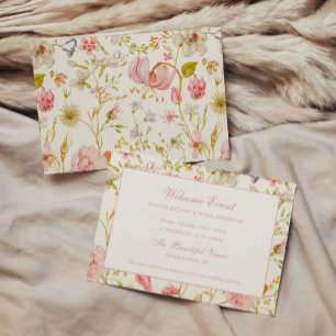 Carte D'accompagnement Mariage à motif floral vintage