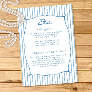 Carte D'accompagnement Mariage à rayures bleues aquarelles fantaisistes