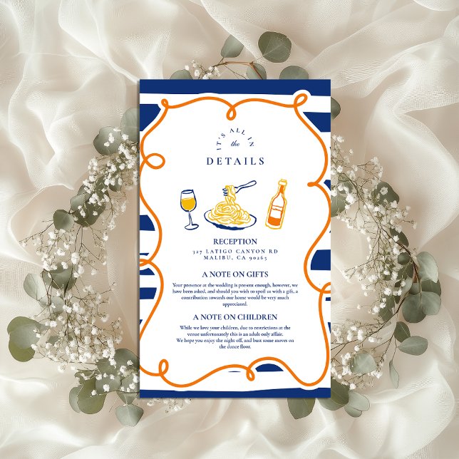 Carte D'accompagnement Mariage alimentaire italien de la marine Doodles (Créateur téléchargé)