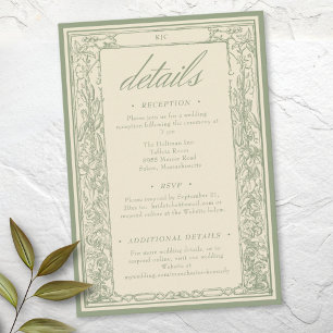 Carte D'accompagnement Mariage Arche de Treillis Botanique Vintage Ivory 