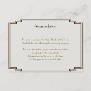 Carte D'accompagnement Mariage Art Déco Gold Posh