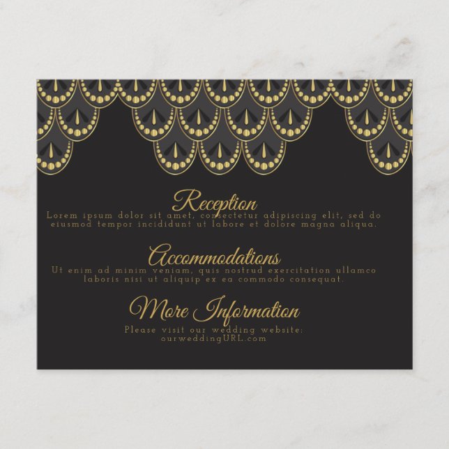Carte D'accompagnement Mariage Art Déco Vintage (Devant)