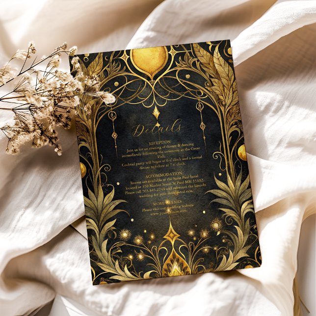 Carte D'accompagnement Mariage Art nouveau Black Gold (Créateur téléchargé)