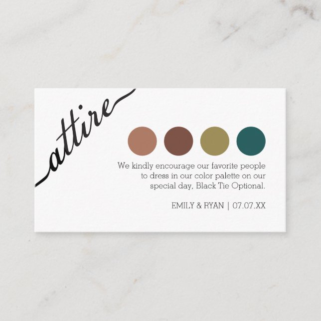 Carte D'accompagnement Mariage Attire Code vestimentaire Personnaliser (Devant)