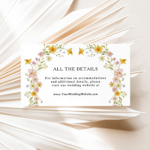 Carte D'accompagnement Mariage au Jardin de Fleurs Sauvages Détails Roses