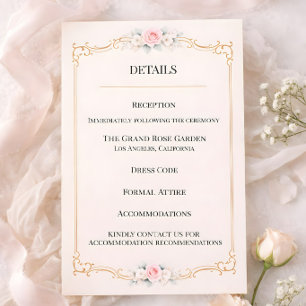Carte D'accompagnement Mariage au style Rococo Blush