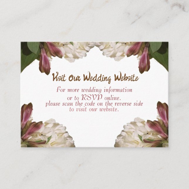 Carte D'accompagnement Mariage blanc floral classique RSVP (Devant)