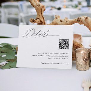 Carte D'accompagnement Mariage blanc moderne détails QR Code