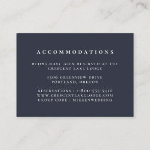 Carte D'accompagnement Mariage bleu bleu bleu uni de la Marine Hébergemen