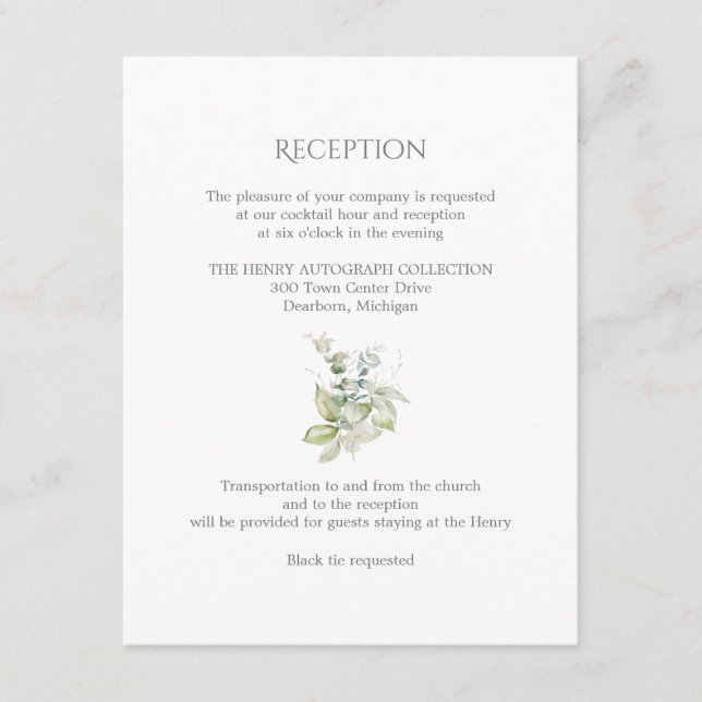 Carte D'accompagnement Mariage bleu Dusty | Élégant ressort floral (Devant)