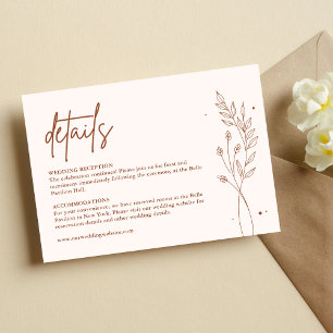 Carte D'accompagnement Mariage Bohème Minimaliste Terracotta Orange Brûlé