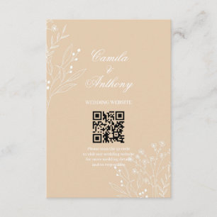 Carte D'accompagnement Mariage Boho Floral Blanc Beige Corner