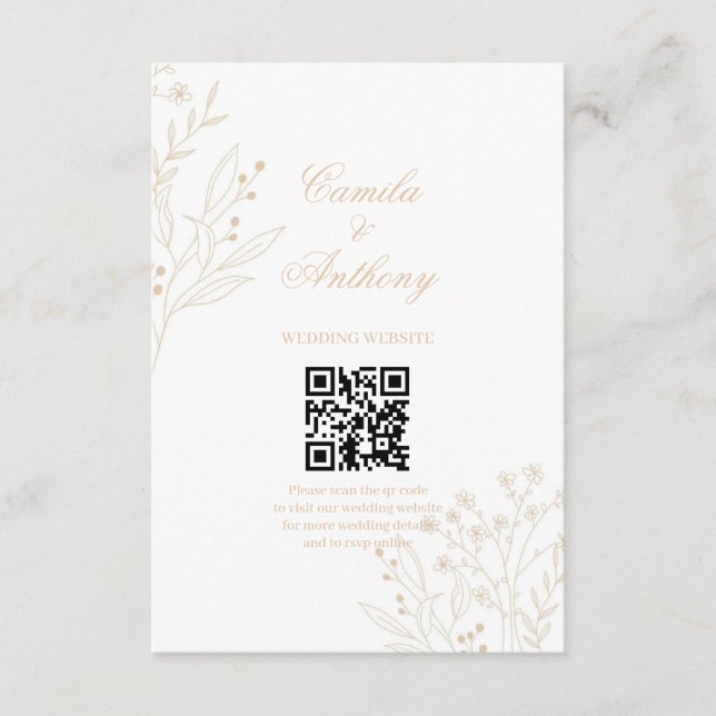 Carte D'accompagnement Mariage Boho Floral Corner beige (Devant)