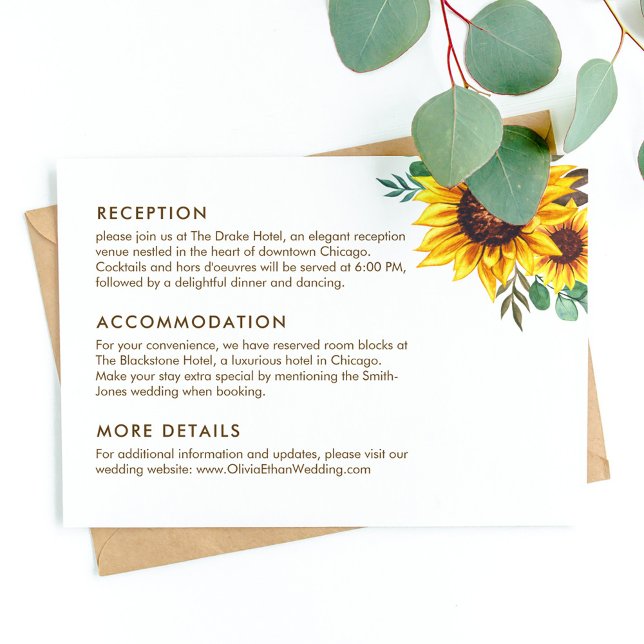 Carte D'accompagnement Mariage botanique floral de tournesol moderne (Créateur téléchargé)