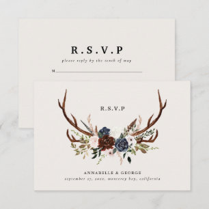 Carte D'accompagnement Mariage botanique floral rustique bordeaux