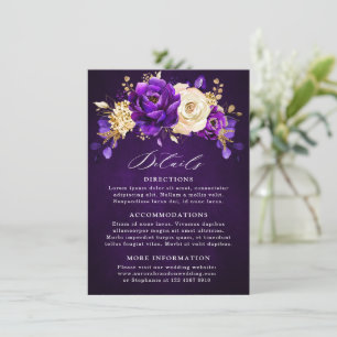 Carte D'accompagnement Mariage botanique floral violet or royal 