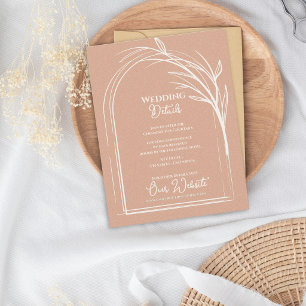 Carte D'accompagnement Mariage Botanique Minimaliste à l'Arche Rose Pouss