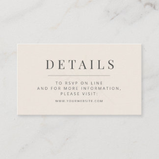 Carte D'accompagnement Mariage Botanique Minimaliste  Beige Doux