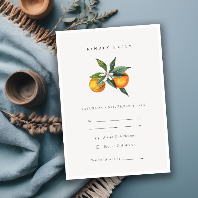 Carte D'accompagnement Mariage botanique orange minimal RSVP (Créateur téléchargé)