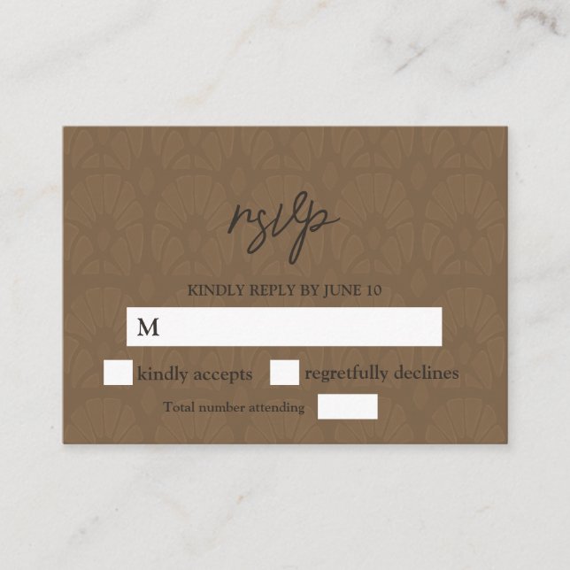 Carte D'accompagnement Mariage Brown en cuir embouti en cuir (Devant)