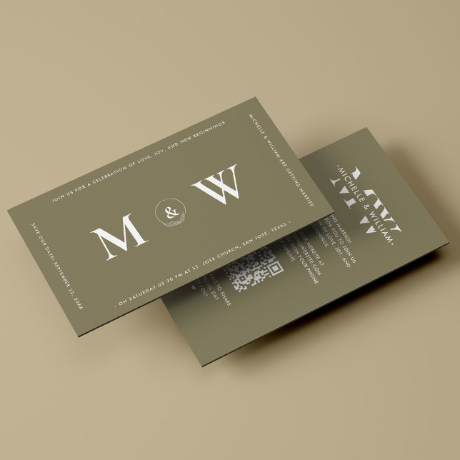 Carte D'accompagnement Mariage Budget Moderne Sauvegarder La Date Taupe (Modern Monogram Wedding Save The Date Taupe Enclosure Card
)