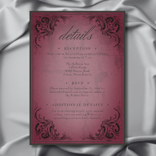 Carte D'accompagnement Mariage Burgundy Vintage Chauve-Souris Jusqu'à la 