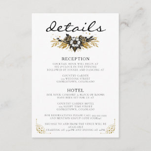 Carte D'accompagnement Mariage campagnard noir et or